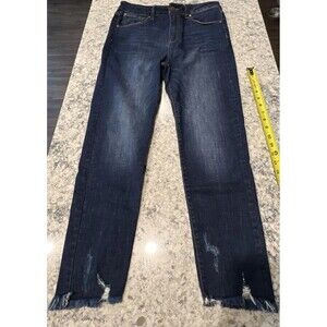 Risen Los Angeles Womens Distressed Crop Jeans Size 31/13 Medium Wash Frayed Hem